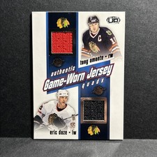 2002 Pacific Game-Worn Jersey Quads Backhawks Daze Amonte Bell jh33