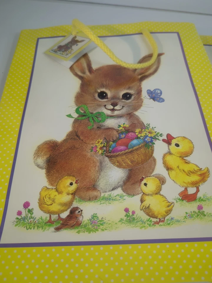 Винтажные подарочные пакеты Potourri пасхальный/весенний кролик и цыплята, набор из 2 - Изображение 2 из 4