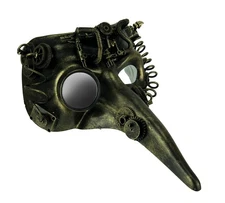 Steamzanni Metallic Gold Long Nose Steampunk Adult Costume Mask