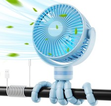 8000mAh Portable Stroller Fan 4-Speed 360  Rotating LED Light USB
