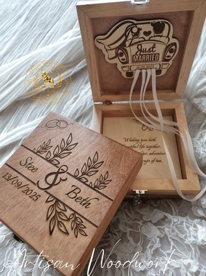 Personalisierte Hochzeit Spardose Holz Geschenkbox Just Married Geldhalter individuell 