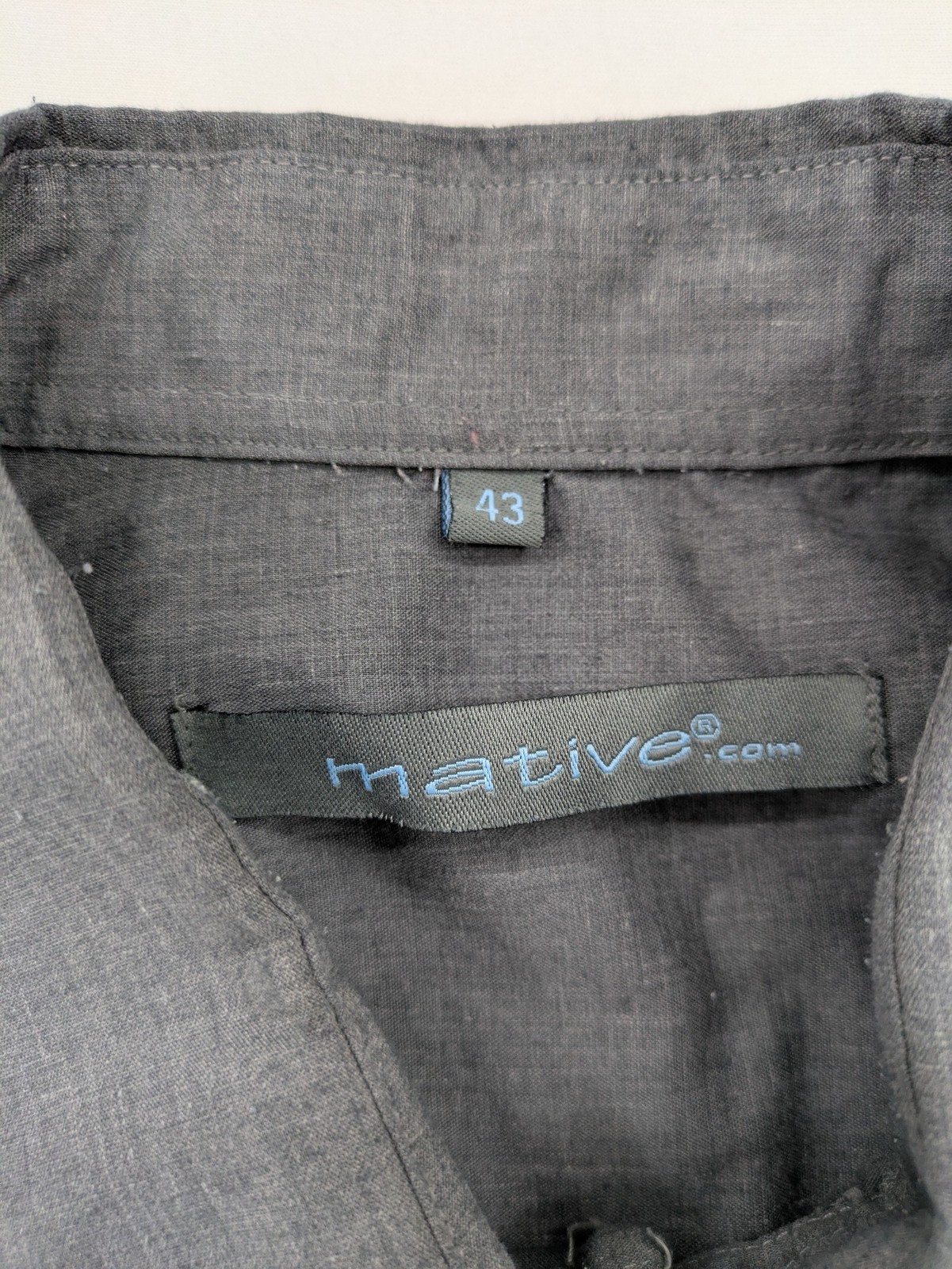 Mative Herren Hemd Langarm Gr 43 Grau Anthrazit Business Freizeit Baumwolle image 3