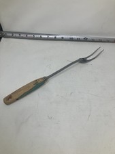 Vintage Ekco Brand Serving Fork, Rustic Wooden Handle Made In USA
