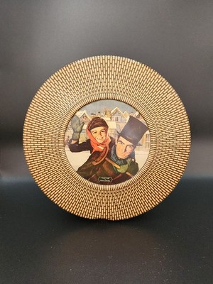 Christmas Carol ''Tiny Tim'' Biscuit Tin Douglass Crockwell Round Texured Basket 