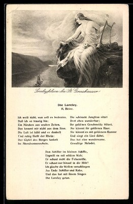 Loreley, Poem, The Most Beautiful Virgin On The Rock, Postcard 