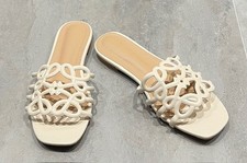 Ladies Womens Cut Out Design Faux Leather Soft Footbed Sliders Sandals