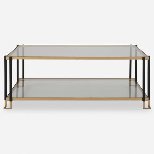 Uttermost 24846 Kentmore 48"W Glass Top Iron Coffee Table - Gold - Picture 1 of 5