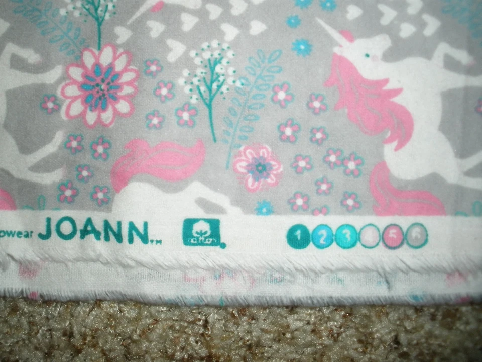#396 Unicorn Magic Super Snuggle Flannel Fabric 44" Wide Gray Pink .77 YD Jo-Ann - Image 2 of 4