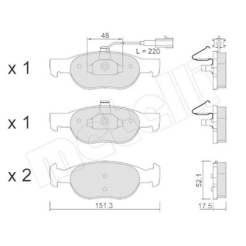 Plaquettes de frein à disque Metelli 22-0079-0 pour Fiat et Lancia