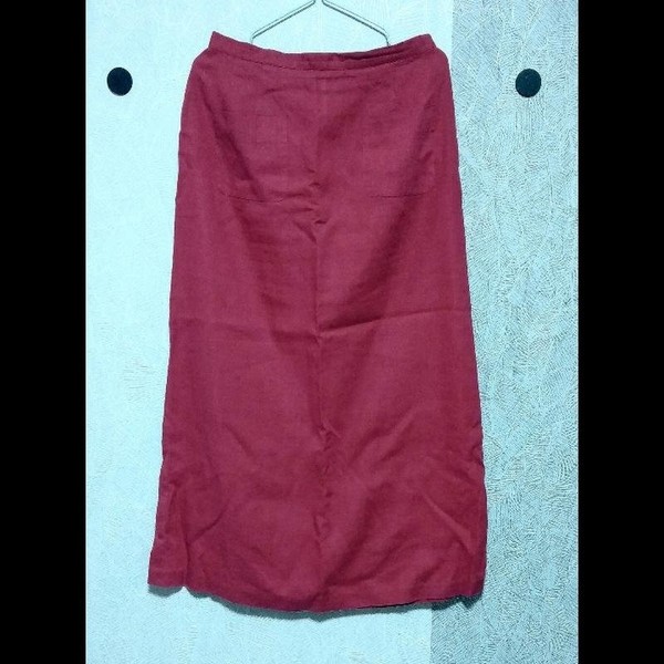 Women Laura Ashley Skirt Burgundy Linen M