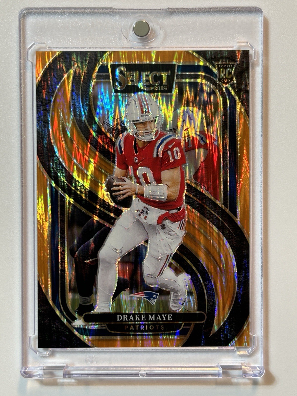 2024 Panini Select - Premier Level Drake Maye #113 Orange Shock Prizm /399 (RC)