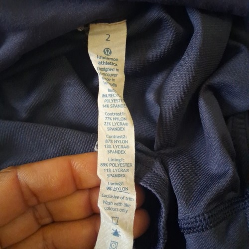Pantalones Cortos Lululemon Mujer Talla 2 Regular Azul Marino Forrados Elastizados Activos A8 - Imagen 9 de 9