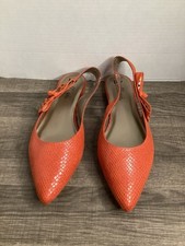 Bellini Shiny Orange Women  s Pointed Toe Flats Sz 12