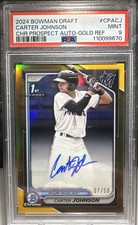 CARTER JOHNSON 2024 BOWMAN CHROME DRAFT 1ST TRUE GOLD REFRACTOR AUTO #7/50