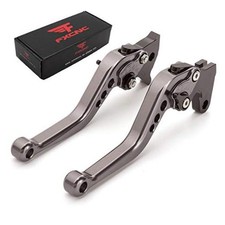 Motorcycle Adjustable Brake Clutch Levers Gray Lever with Black Adjuster