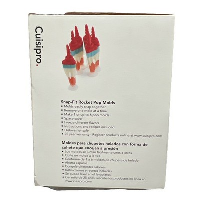 CUISIPRO Popsicle Molds BPA FREE 6 Rocket Pop Frozen Treat EASY SNAP-New