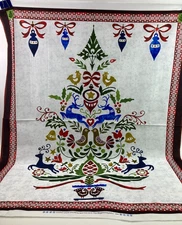 Scandinavian Tree Fabric Panel New Snow Deer Partridge In The Beginning Studio