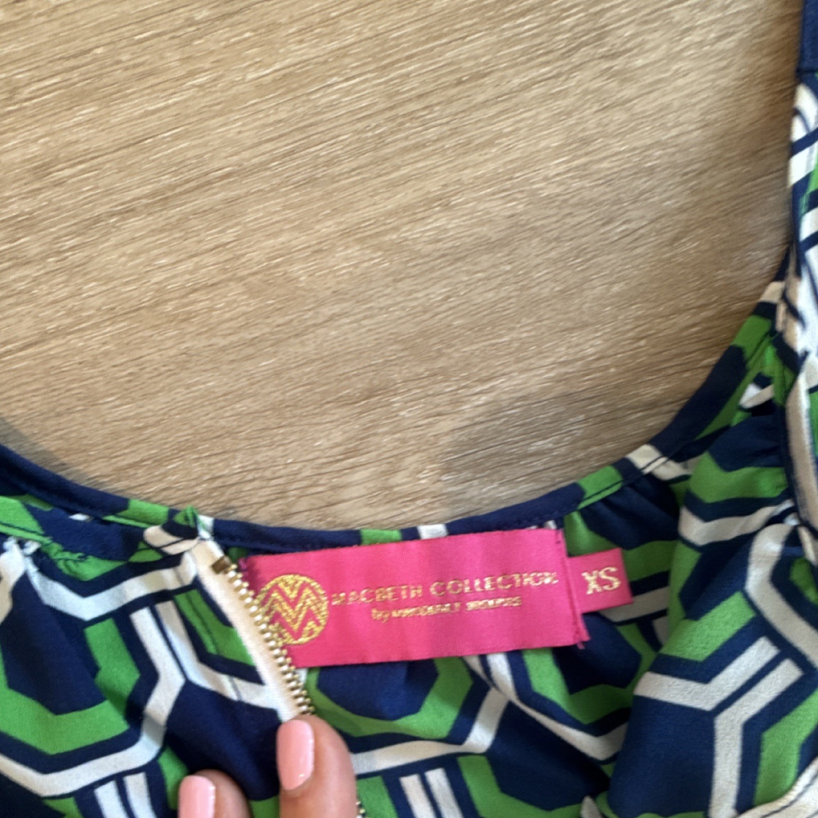 Macbeth Collection Geometric Zip Front Scoop Neck… - image 3