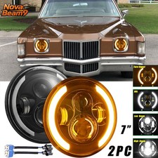 Fit Pontiac Grand Prix 1971 1972 1973 1974 1975 2pc 7 Inch Round Led Headlights