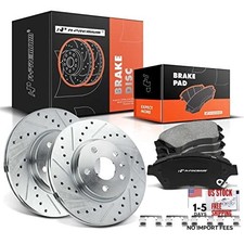10.87" 276mm Ceramic Brake Rotors Ceramic Pads Front Drilled and Slotted