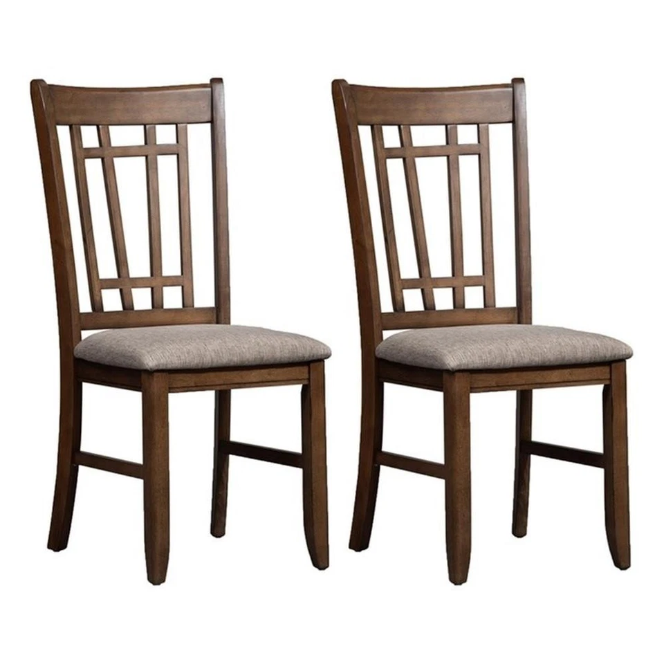 Santa Rosa Medium Brown Lattice Back Side Chair-Set of 2 - Image 2 of 4