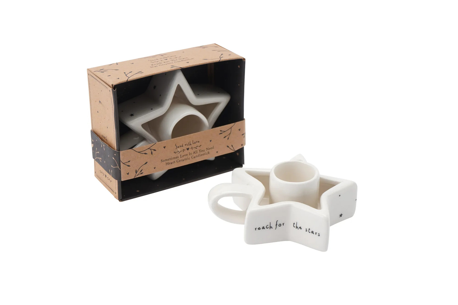 Star Ceramic Candlestick Holder | 'Reach For The Stars' Gift Box