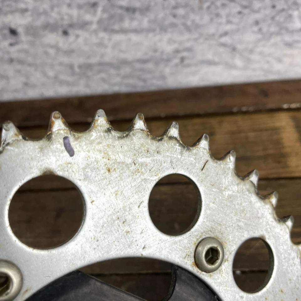 Plato Diamondback BMX Piñón 44t Acero Araña Plata Negro De Colección Años 90 Antiguo Foto 2 de 4