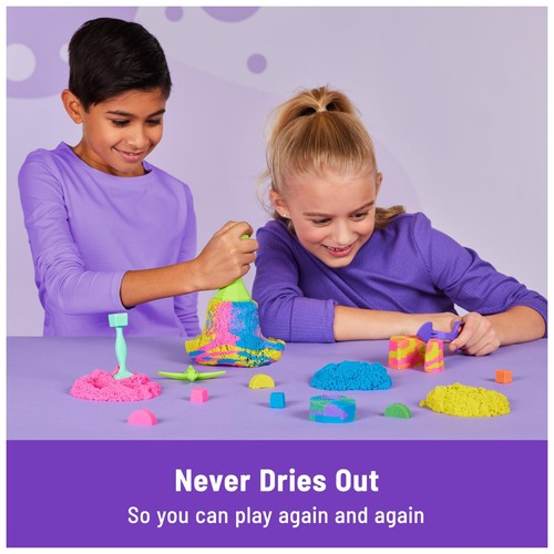 Kinetic Sand, Squish N’ Create Playset with 13.5oz Blue, Yellow & Pink Play S... - Picture 4 of 9
