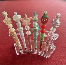 Handmade Beaded Ballpoint Pens with Charms, Rhinestones, Colorful Plastic