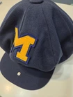 Vintage University Of Michigan Wool Cap Marked Big Apple Leather Sweatband Satin