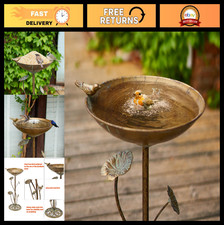 11.4" W x 28.5" H Cast Iron Pedestal Bird Bath - Vintage Outdoor Garden Decor