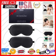 Sleep Mask, 2 Pack 100 Real Natural Silk Eye Masks with Adjustable Strap for...