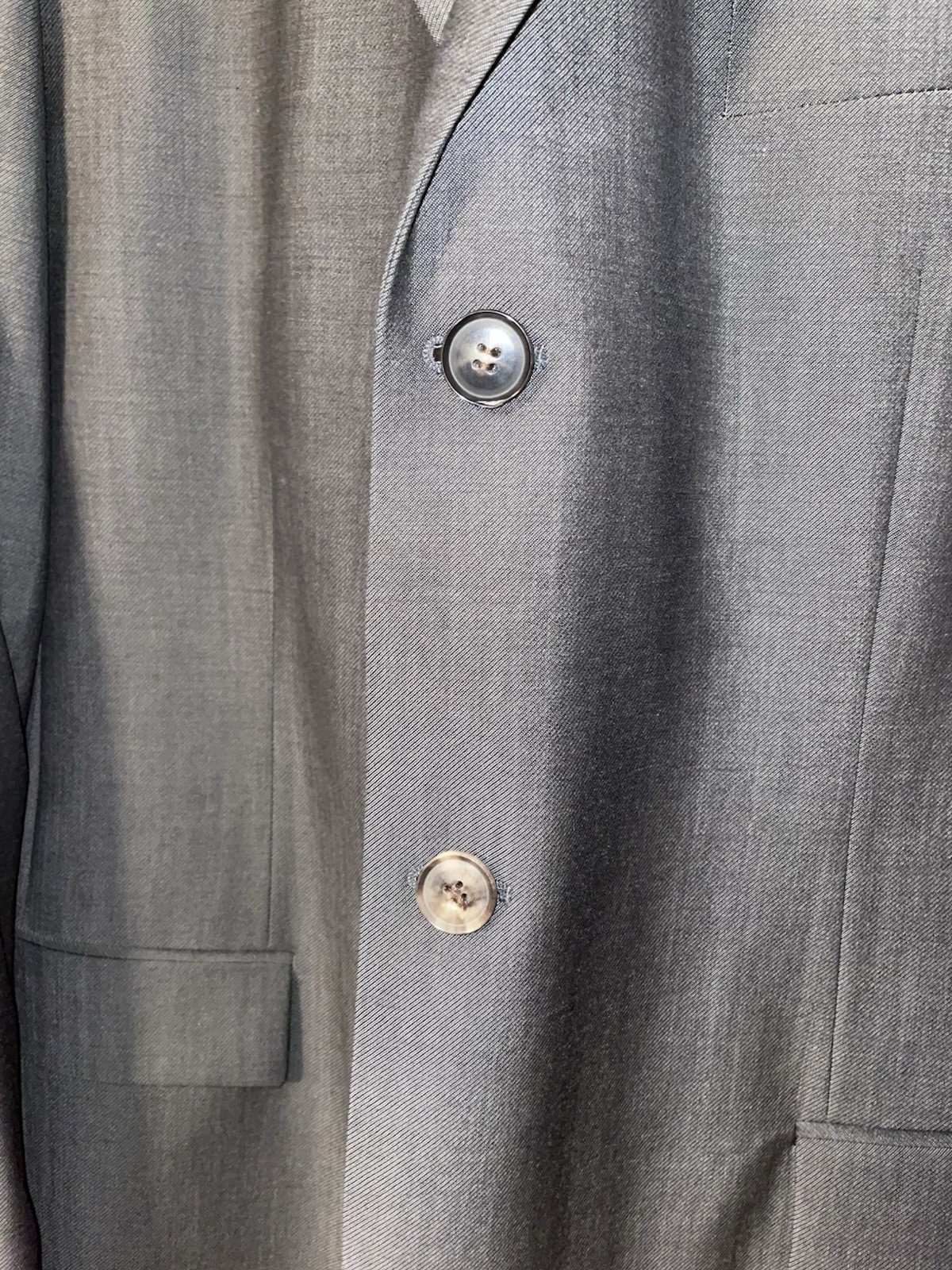 HUGO BOSS Mens•44L 100s Wool SAKS Gray Suit Jacket USA Made 3 Button SportsCoat thumbnail 2