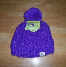 Turtle Fur Kids Purple Non-Cuffed Beanie Winter Hat Pom Pom Youth Size NEW 