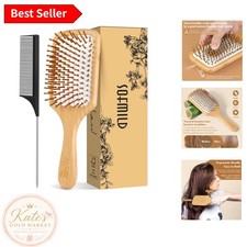 Natural Wooden Paddle Hair Brush  Scalp Massager for Smooth Healthy Hair