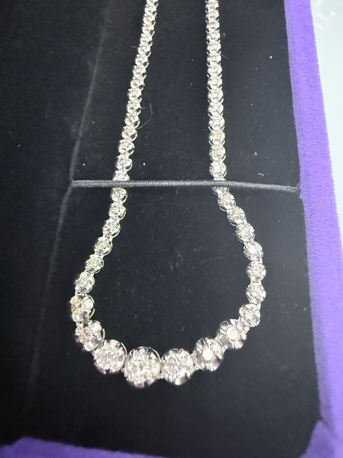 K18 white gold 3ct natural diamond tennis necklace GIA Ebay Authenticated 750