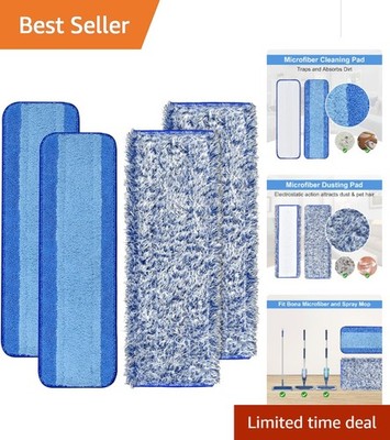 Ultimate 4 Pack Microfiber Mop Pads for 18-Inch Bona Mop - Superior Dirt Removal