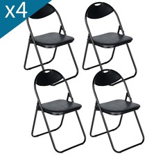 1/2/4/5PCS BLACK FOLDABLE FOLDING PORTABLE CHAIRS WITH METAL FRAME & PADDED SEAT