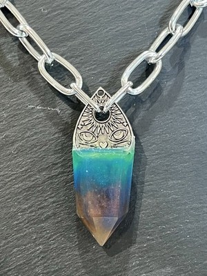 Aurora Sunset Resin Crystal Necklace Celestial Colourful Cat | Witch Goth Alt