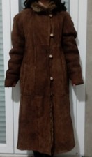 CAPPOTTO LUNGO SCAMOSCIATO DA DONNA - SHEARLING ORIGINAL-  4 BOTTONI