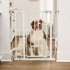 Carlson 36" Extra Tall Metal Walk Through Pet Dog Gate w/ Small Door White