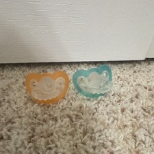 JollyPop Blue Orange Silicone Pacifier Single Piece Round Nipple Baby Set