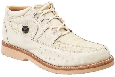White Diamonds Genuine Exotic Caiman and Ostrich Skin Casual Shoes -Winter White