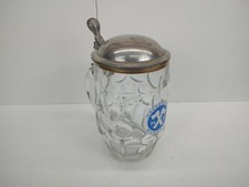 Hackerbrau Munchen 1417 Lidded Beer Stein Mug Glass Pewter Lid Germany Tankard