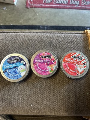 3 Pk Aaron's Crazy Liquid Glass Thinking Putty Santa , Snowman Shimmer, Sgr Plum