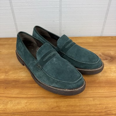 Ara High Soft Penny Loafers Emerald Green Suede Slip On Shoes Size 41 US 9.5