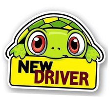 Peeking New Driver Car Sticker   Adorable Cartoon Warning Decal for Teen Turtle