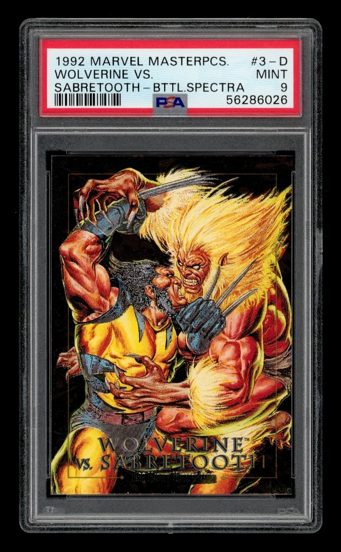 1992 Marvel Masterpieces Battle Spectra: #  3-D Wolverine Vs. Sabretooth PSA 9