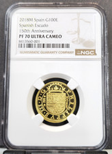 2018 SPAIN GOLD 100 EUROS SPANISH ESCUDO ANNIVERSARY NGC PF 70 ULTRA CAMEO RARE