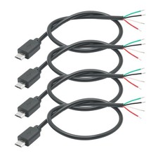 Short Micro USB Male To 4 Pin Bare Wire Pigtail Power Data DIY Cable 4 Pcs